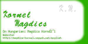 kornel magdics business card